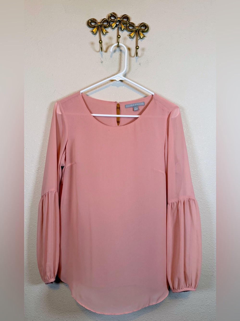Valerie Stevens Dusty Pink Long Statement Sleeve Top Size S